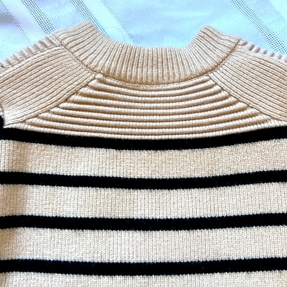 Tan with black stripes crop sweater. - Picture 6 of 6